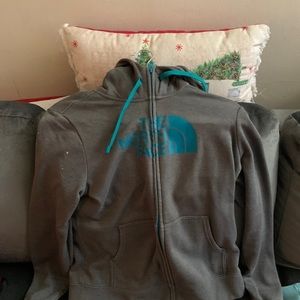 Gray North Face Zip up hoodie